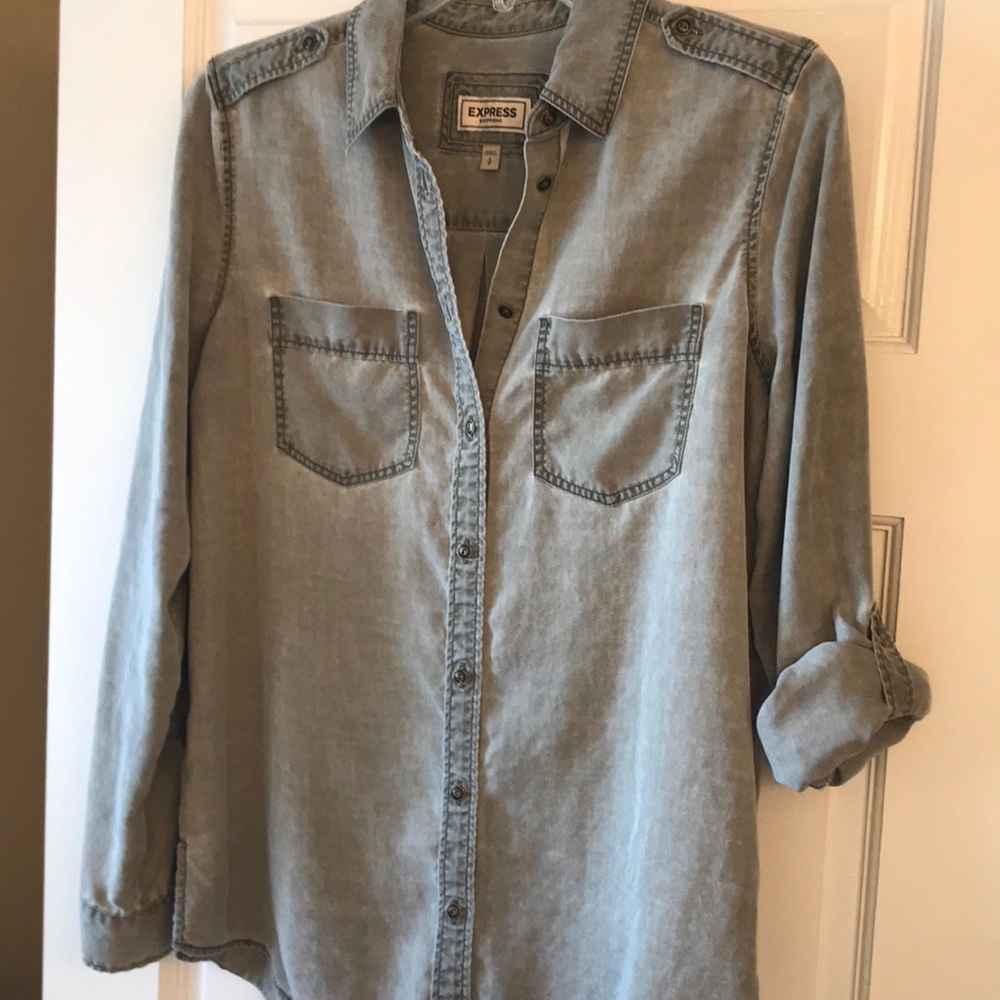 Army green Express button down!